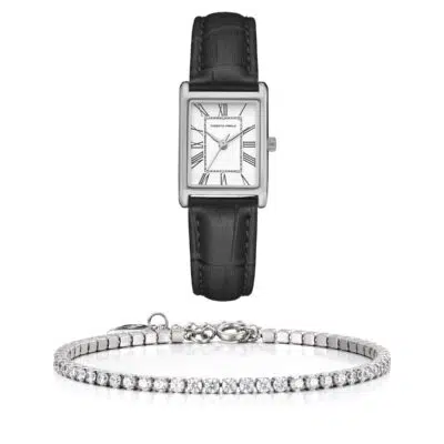 סט שעון וצמיד טניס משובץ לנשים RM1711 + Prj1141