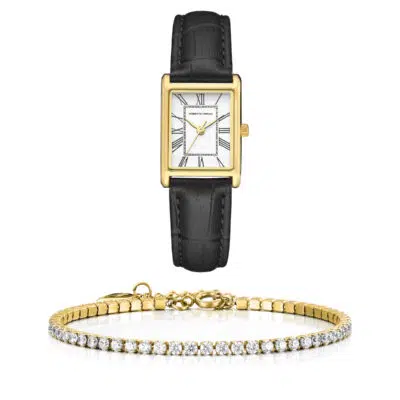 סט שעון וצמיד טניס משובץ לנשים RM1712 + Prj1142