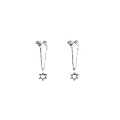 עגילי מגן דוד נופלים מכסף טהור S925