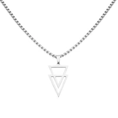 שרשרת ״משולשים״ בגוון כסף לגבר