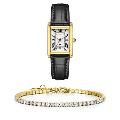 סט שעון וצמיד טניס משובץ לנשים Pr1092 + Prj1142