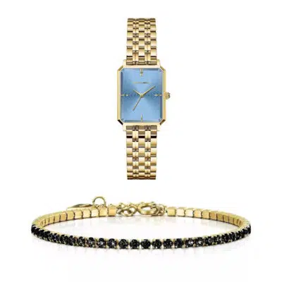 סט שעון וצמיד טניס משובץ לנשים RM1972 + Prj1152