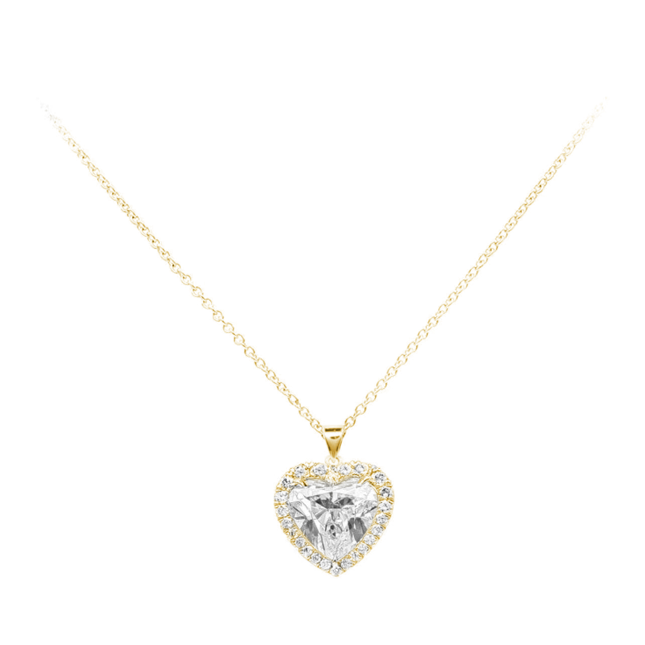 שרשרת לב בעלת אבן מרכזית בשיבוץ זרקוניה S925 בציפוי זהב לנשים