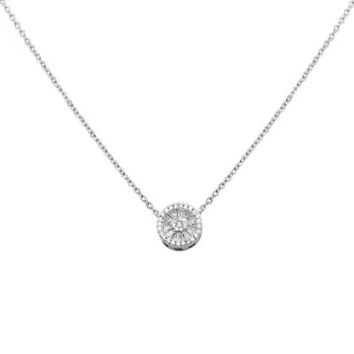 שרשרת ״נופר״ משובצת עגולה בגוון כסף