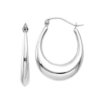 עגילים חישוק אליפסה עבים בגוון כסף