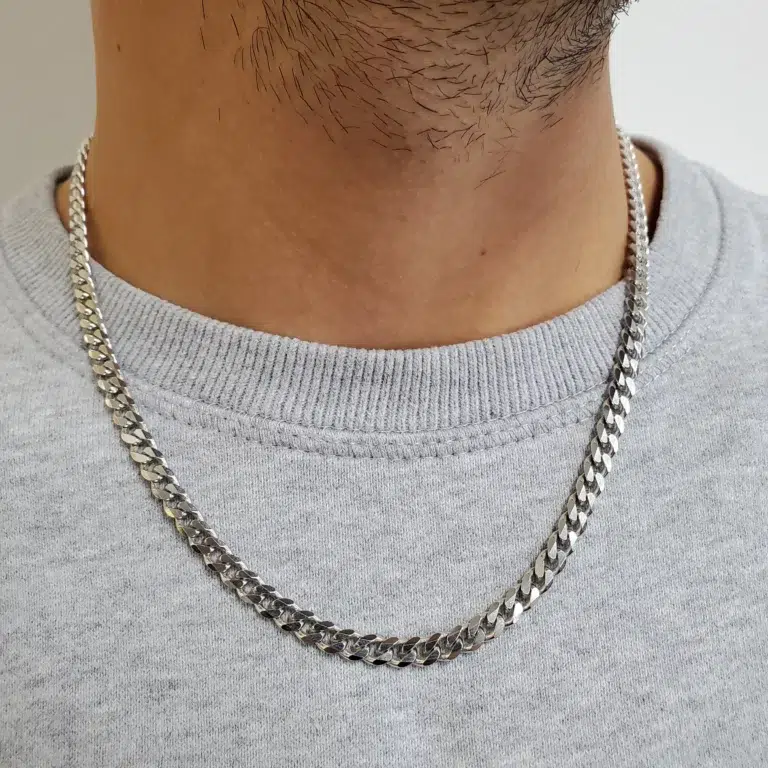 שרשרת קובאנית קלאסית בגוון כסף - תמונה 3