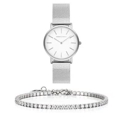 סט שעון וצמיד טניס משובץ לנשים RM1611 + Prj1141