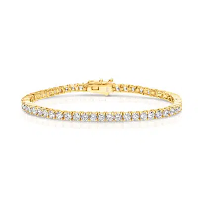 צמיד טניס משובץ לנשים מכסף טהור S925 בציפוי זהב