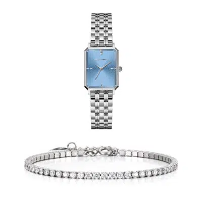 סט שעון וצמיד טניס משובץ לנשים RM1971 + Prj1141