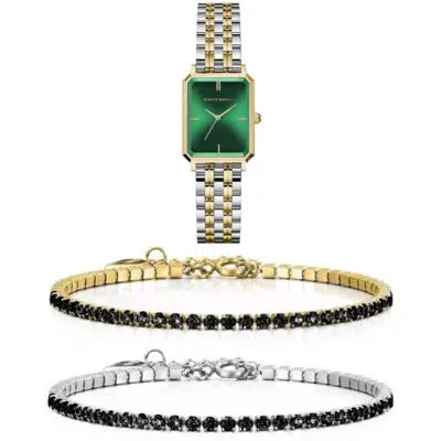סט שעון וצמיד טניס משובץ לנשים RM1995 + Prj1151 + Prj1152