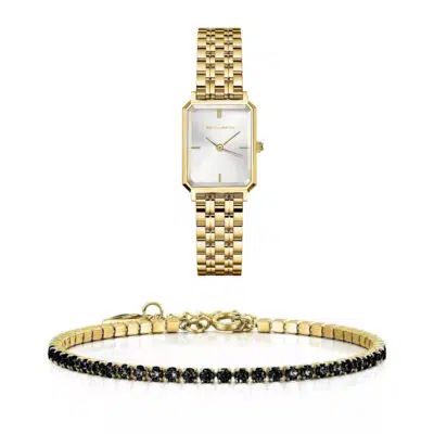 סט שעון וצמיד טניס משובץ לנשים RM1982 + Prj1152