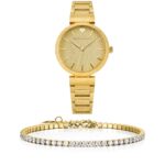 סט שעון וצמיד טניס משובץ לנשים Pr9292 + Prj1142