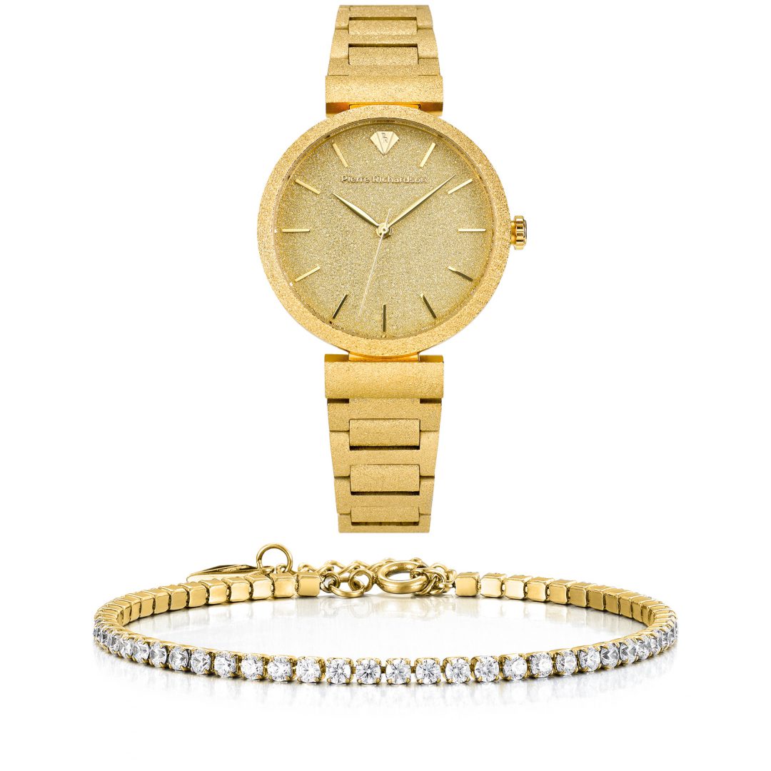 סט שעון וצמיד טניס משובץ לנשים Pr9292 + Prj1142