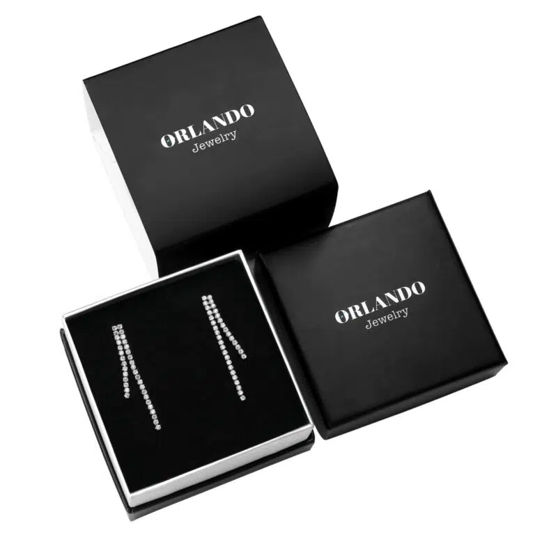 עגילי טניס נופלים בגוון כסף - תמונה 2