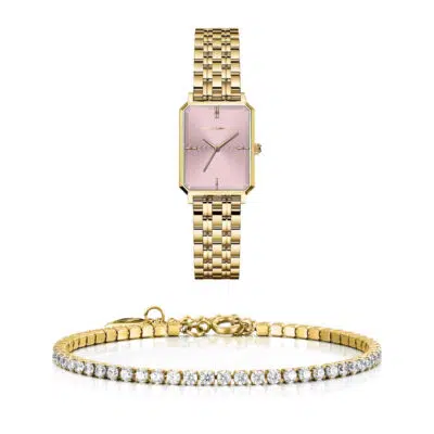 סט שעון וצמיד טניס משובץ לנשים RM1942 + Prj1142