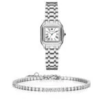 סט שעון וצמיד טניס משובץ לנשים Pr1101 + Prj1141