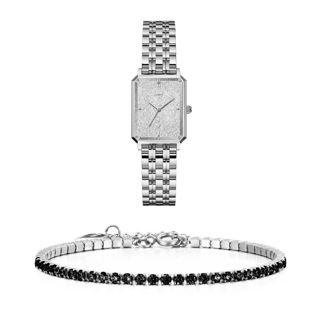 סט שעון וצמיד טניס משובץ לנשים RM1931 + Prj1151