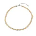 שרשרת צ׳וקר צמה נחש בגוון כסף + זהב + רוזגולד לנשים