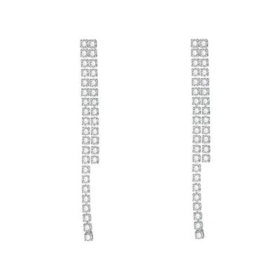 עגילי טניס נופלים בגוון כסף