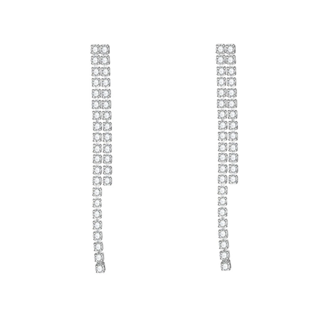 עגילי טניס נופלים בגוון כסף