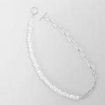 שרשרת אבני פנינים בשילוב גורמט בגוון כסף - תמונה 3