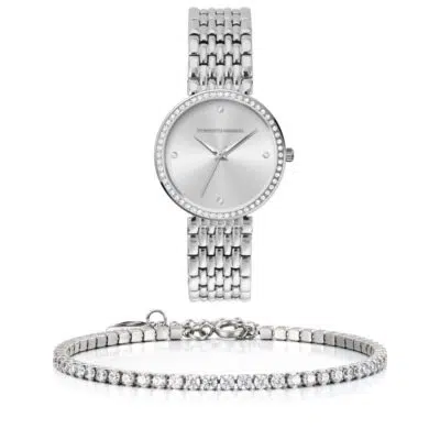 סט שעון וצמיד טניס משובץ לנשים RM4711 + Prj1141
