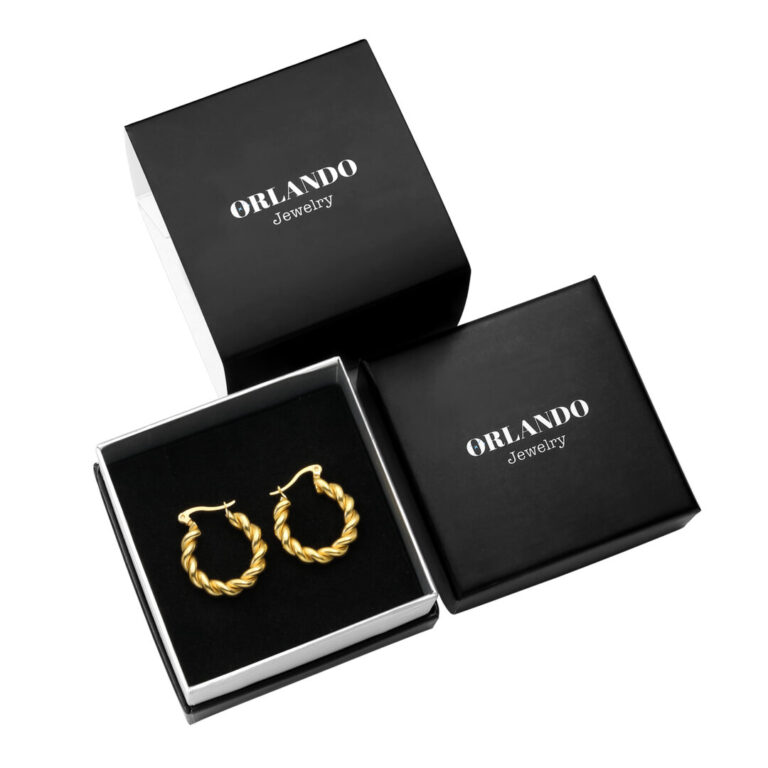 עגילים חישוק דגם ״קליאופטרה״ בגוון זהב - תמונה 2