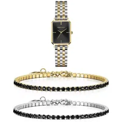 סט שעון וצמיד טניס משובץ לנשים RM1965 + Prj1151 + Prj1152