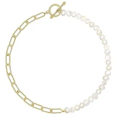 שרשרת אבני פנינים בשילוב גורמט בגוון זהב