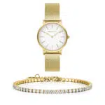 סט שעון וצמיד טניס משובץ לנשים RM1612 + Prj1142