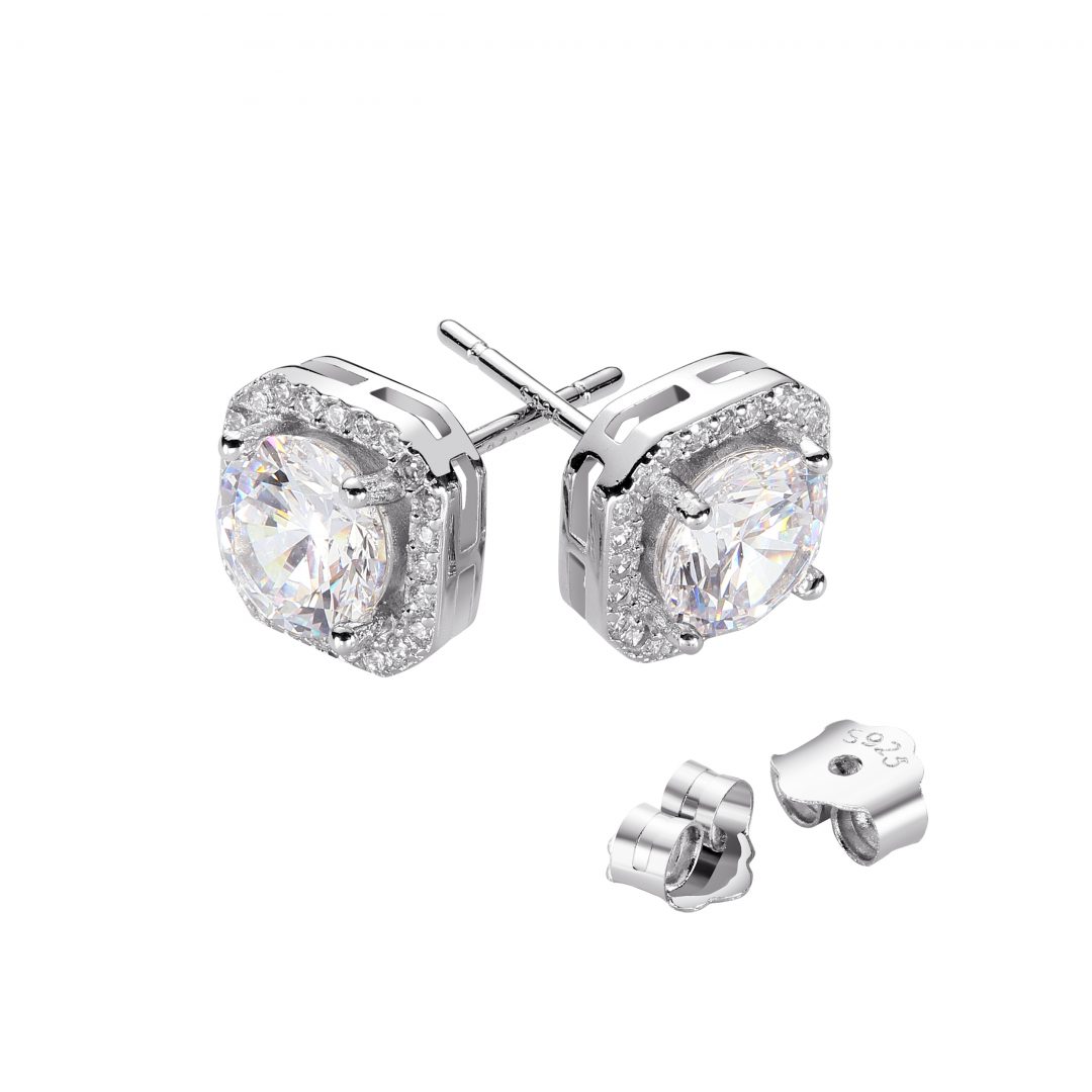 עגילים כסף טהור S925 בשיבוץ דגם ״ונדה״