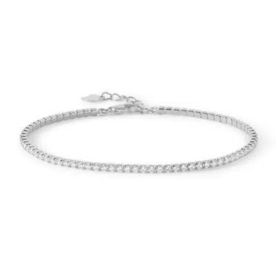 צמיד טניס משובץ בגוון כסף