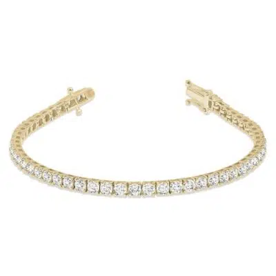 צמיד טניס משובץ לגבר מכסף טהור S925 בציפוי זהב