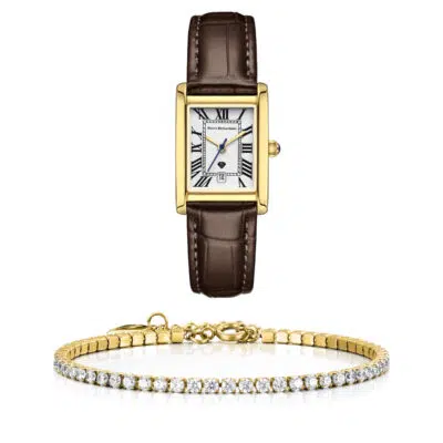 סט שעון וצמיד טניס משובץ לנשים Pr1082 + Prj1142