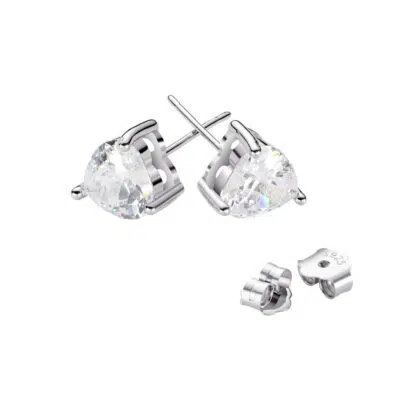 עגילים כסף טהור S925 בשיבוץ בצורת לב