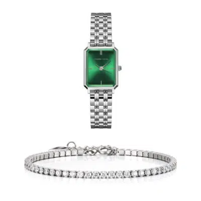 סט שעון וצמיד טניס משובץ לנשים RM1991 + Prj1141