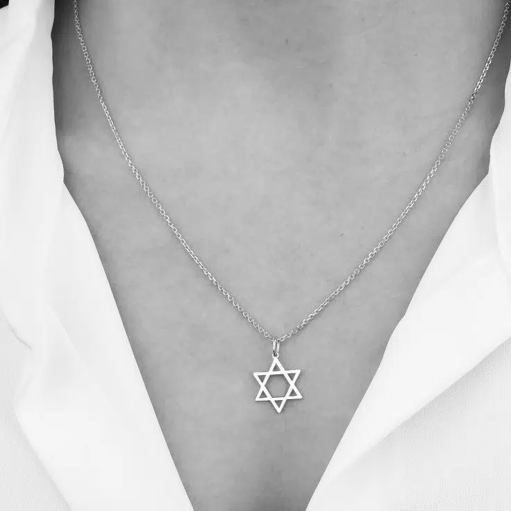 שרשרת מגן דוד עדינה בגוון כסף - תמונה 4