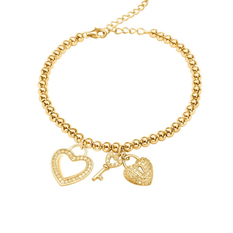 צמיד ״מפתח הלב״ בגוון זהב תמונה ראשית