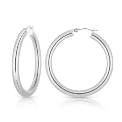 עגילים חישוק קלאסיים בגוון כסף