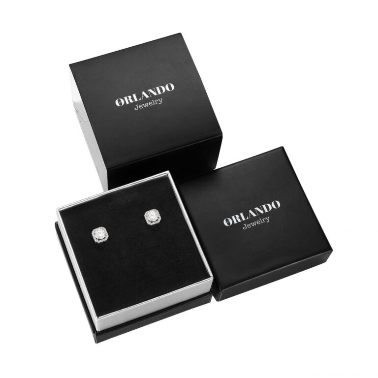 עגילים כסף טהור S925 בשיבוץ דגם ״ונדה״ - תמונה 2