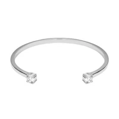 צמיד קשיח משובץ לנשים בגוון כסף