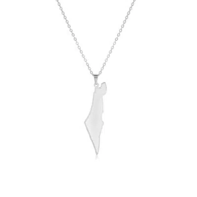 שרשרת מפת ארץ ישראל בגוון כסף