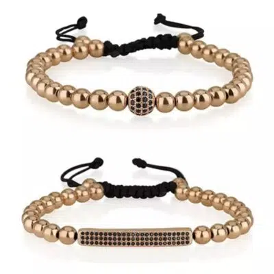 סט צמידי כדורים בגוון רוזגולד לגבר