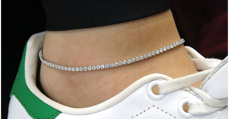 צמיד טניס לרגל בגוון כסף - תמונה 4