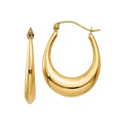 עגילים חישוק אליפסה עבים בגוון זהב