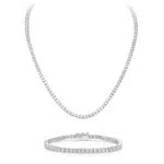 סט שרשרת + צמיד טניס משובץ לנשים מכסף טהור S925