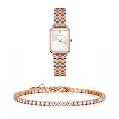 סט שעון וצמיד טניס משובץ לנשים RM1983 + Prj1143