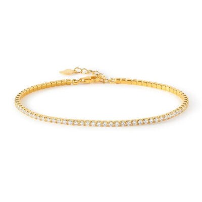 צמיד טניס משובץ בגוון זהב