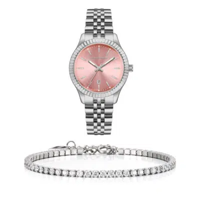 סט שעון וצמיד טניס משובץ לנשים RM9381 + Prj1141