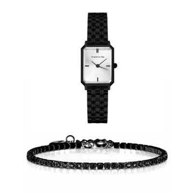 סט שעון וצמיד טניס משובץ לנשים RM1984 + Prj1154